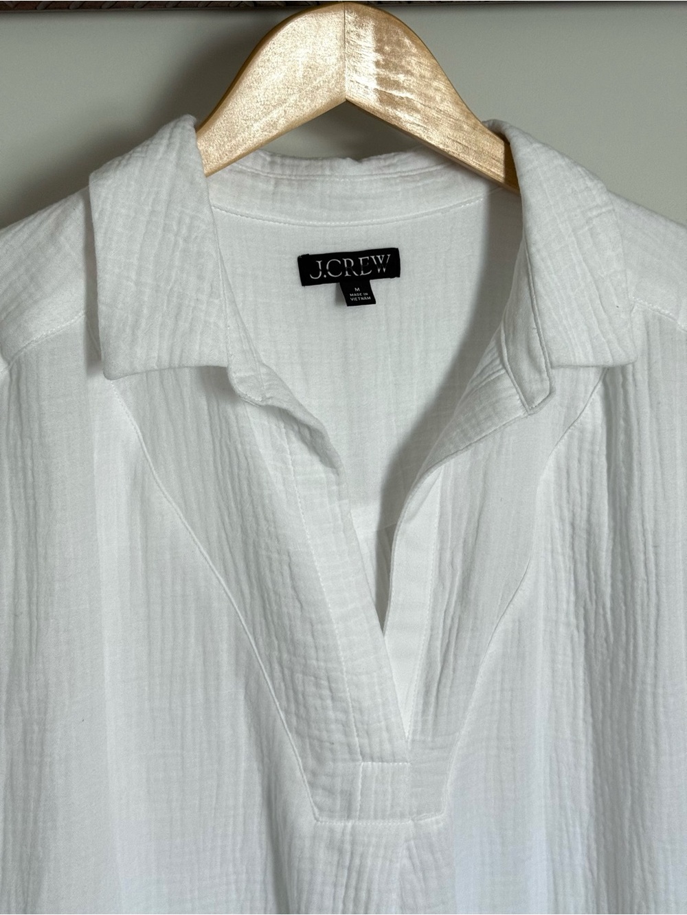 J. Crew V-neck Short Sleeve Soft Gauze Cotton Shirt Dress White Pockets Medium - Picture 6 of 16